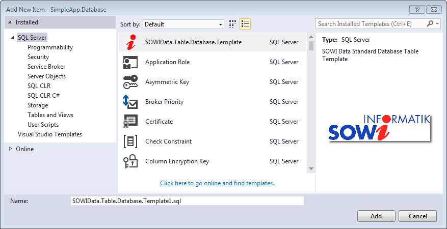 Screen Database Table Template
