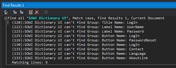 Screen Find Result DictionaryUI