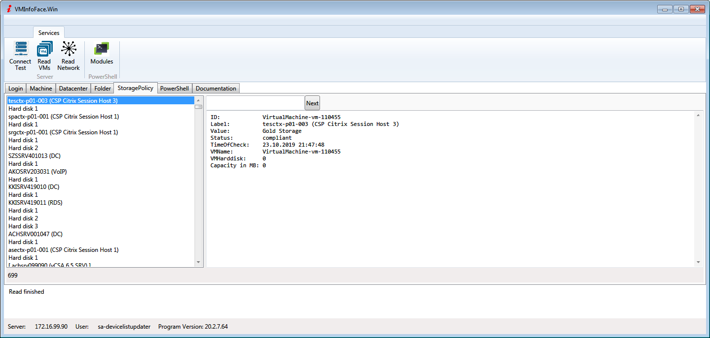 ScreenVMInfo Face Win Register Storage Policy VM